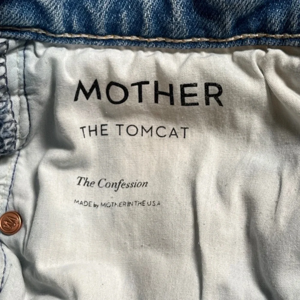 Mother The Tomcat Jeans Women 26 Light Blue Distressed Straight Leg Confession‎